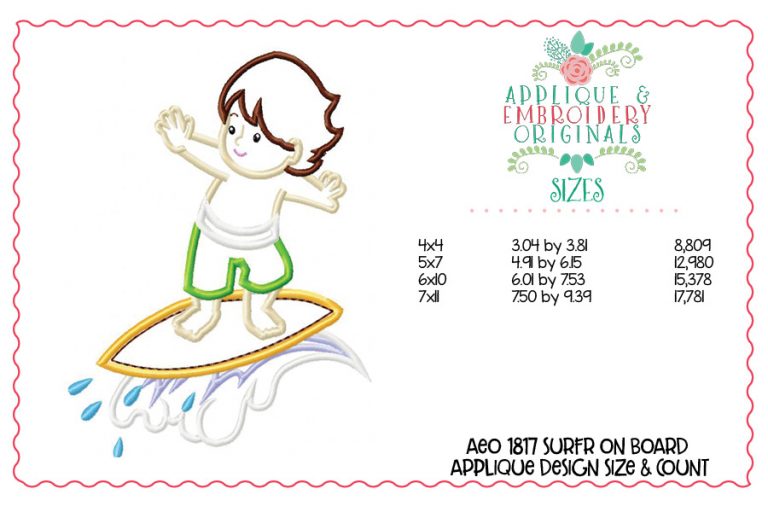 1817 Surfer on Board Applique Design - Image 3