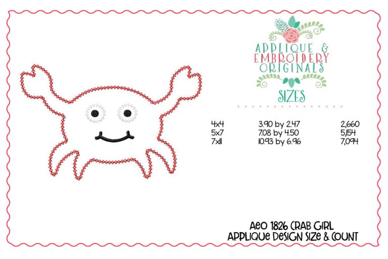 1826 Crab Girl Applique Design - Image 4