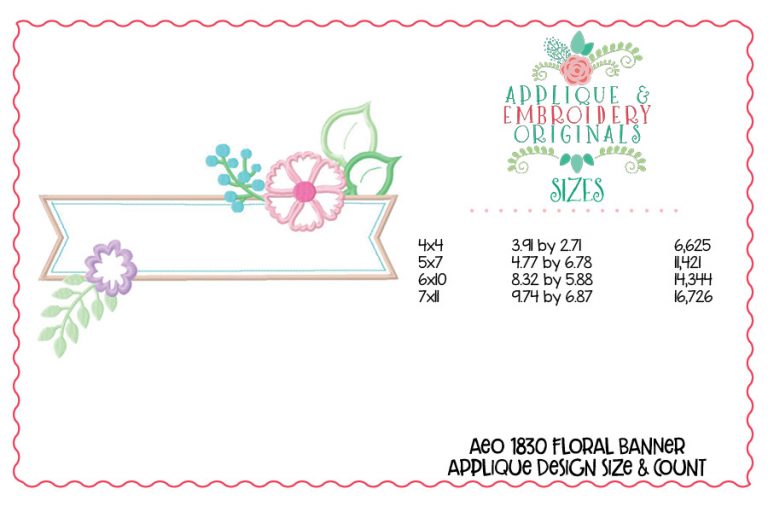 1830 Floral Banner Applique Design - Image 2
