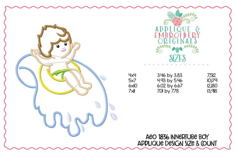1836 Innertube Boy Applique Design - Image 3