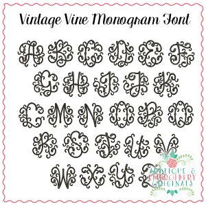 1843 Vintage Vine Monogram Embroidery Font