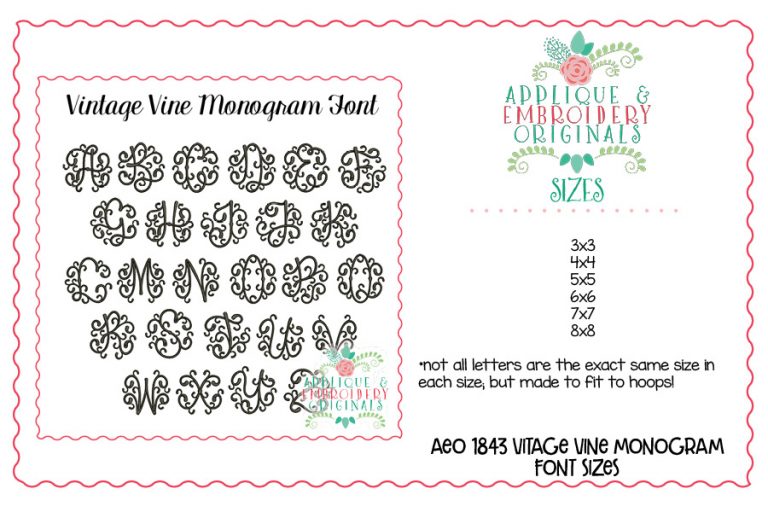 1843 Vintage Vine Monogram Embroidery Font - Image 13