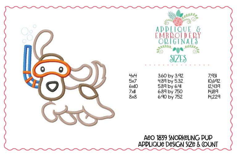 1839 Snorkeling Pup Applique Design - Image 3
