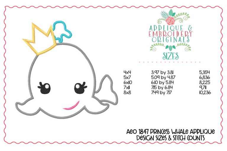 1847 Princess Whale Applique Design - Image 2