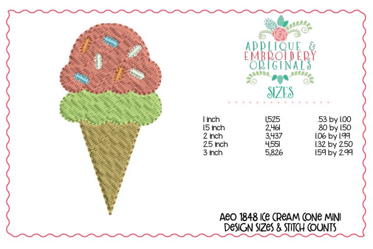 1848 Ice Cream Cone Mini Embroidery Design - Image 2