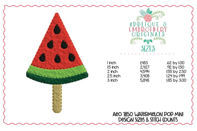 1850 Watermelon Pop Mini Embroidery Design - Image 2