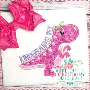 1873 Kindersaurus Rex Girl Applique Design