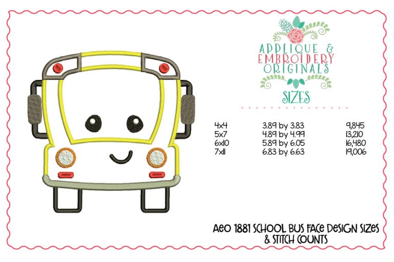 1881 School Bus Face Applique Design - Image 3
