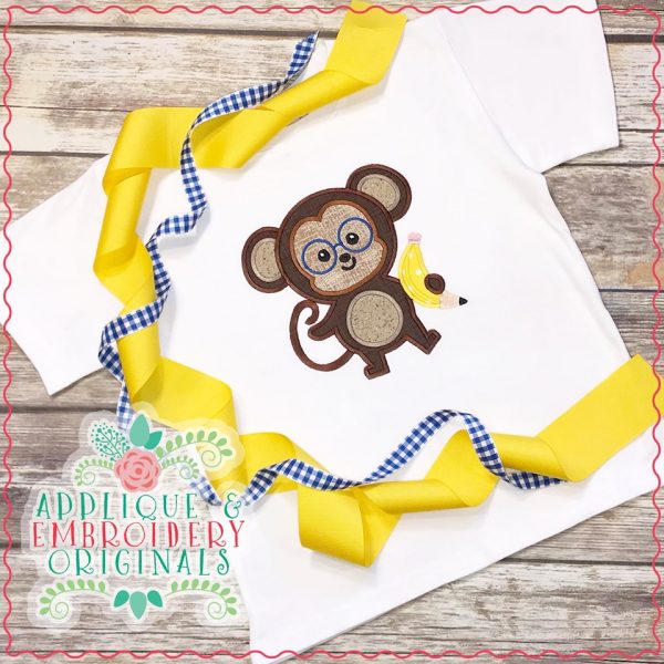 1882 Monkey Pencil Boy Applique Design - Image 2