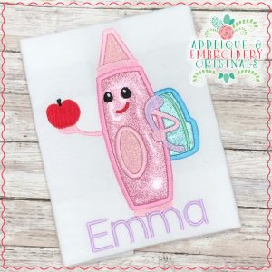1890 Crayon with Backpack Applique Design