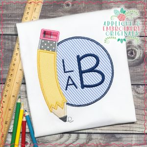 1898 Pencil Monogram Frame Applique Design
