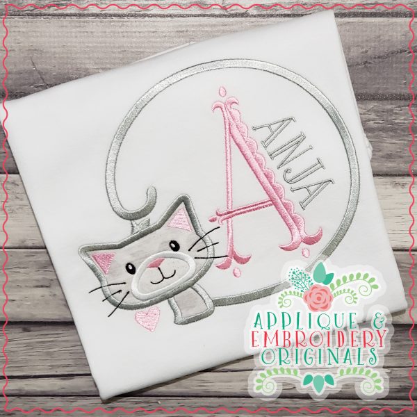 1908 Cat Tail Monogram Frame Applique Design - Image 2