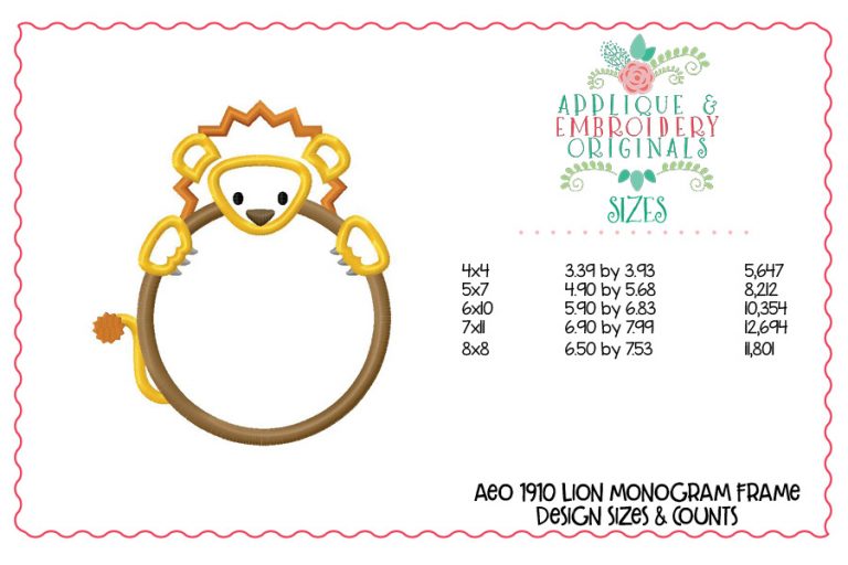 1910 Lion Monogram Frame Applique Design - Image 2