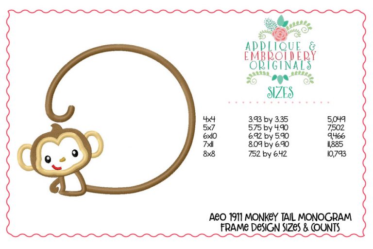 1911 Monkey Tail Monogram Frame Applique Design - Image 3