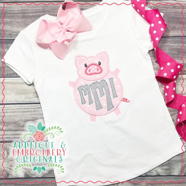 1912 Pig Monogram Frame Applique Design - Image 2