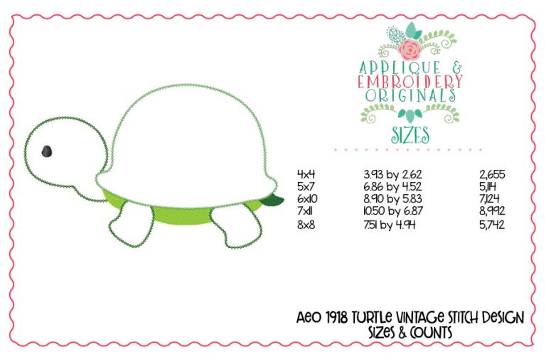 1918 Turtle Vintage Stitch Applique Design - Image 2