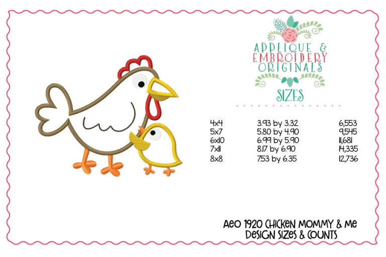 1920 Chicken Mommy & Me Applique Design - Image 2