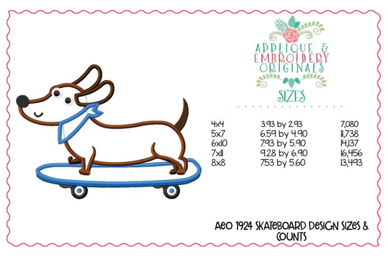 1924 Skateboard Doggie Applique Design - Image 3