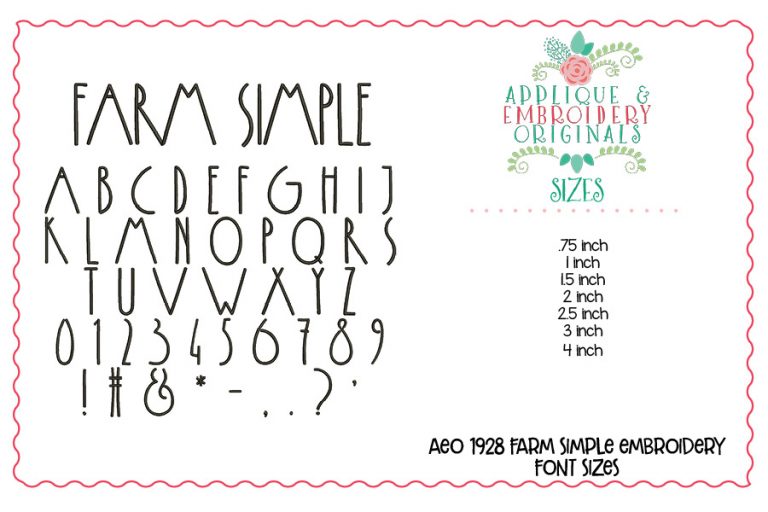 1928 Farm Simple Embroidery Font - Image 3