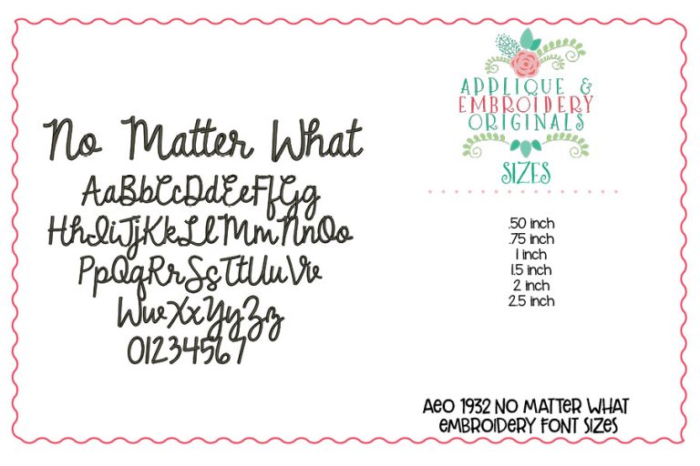 1932 No Matter What Embroidery Font - Image 3