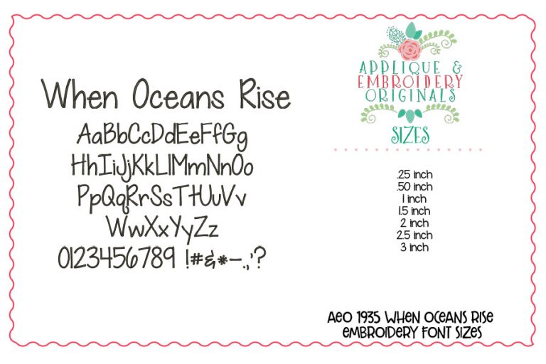 1935 When Oceans Rise Embroidery Font - Image 3