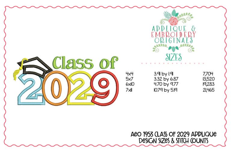 1953 Class of 2029 Applique Design - Image 2