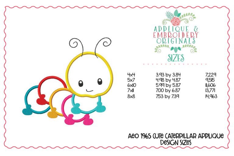 1965 Cute Caterpillar Applique Design - Image 3