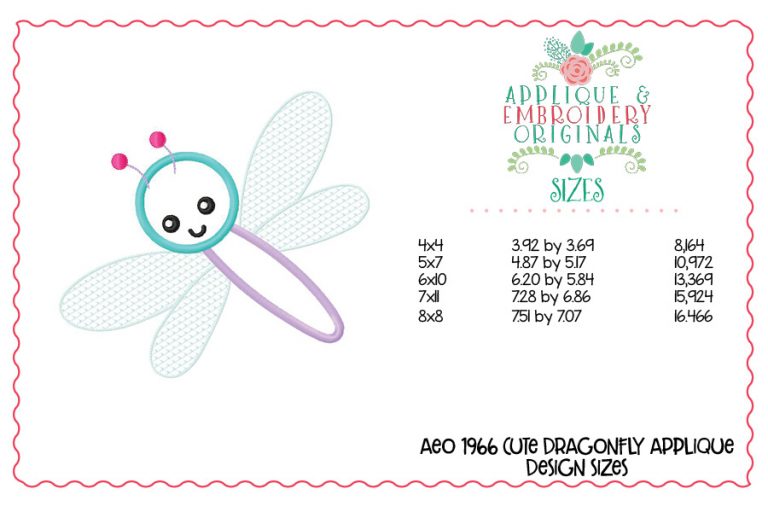 1966 Cute Dragonfly Applique Design - Image 3