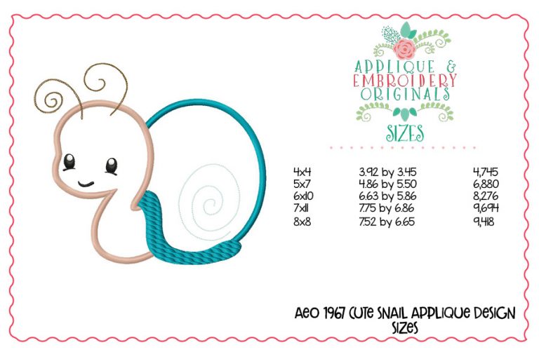 1967 Cute Snail Applique Design - Image 3