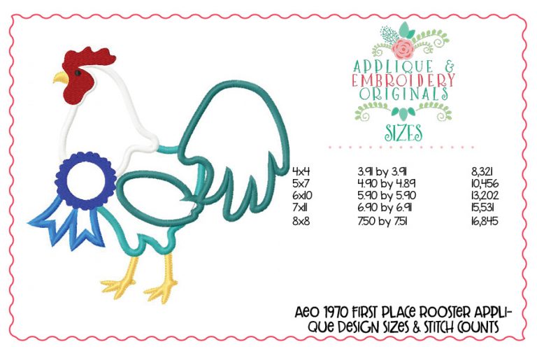 1970 First Place Rooster Applique Design - Image 2