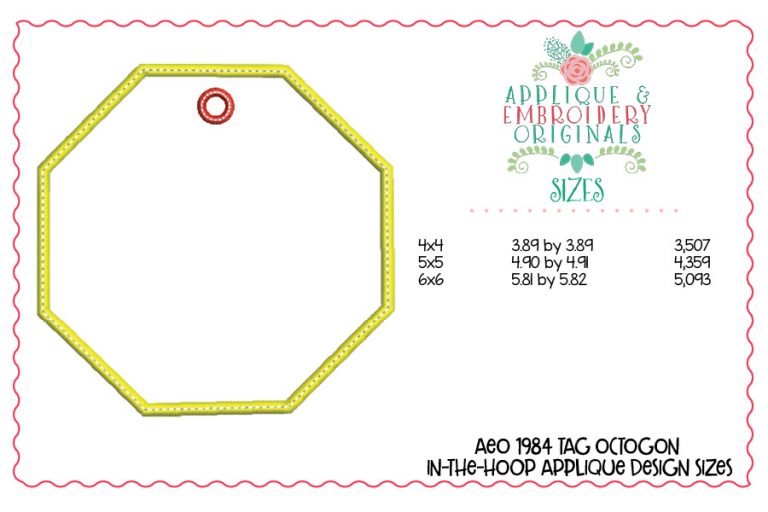 1984 Tag Octagon Applique Design - Image 3
