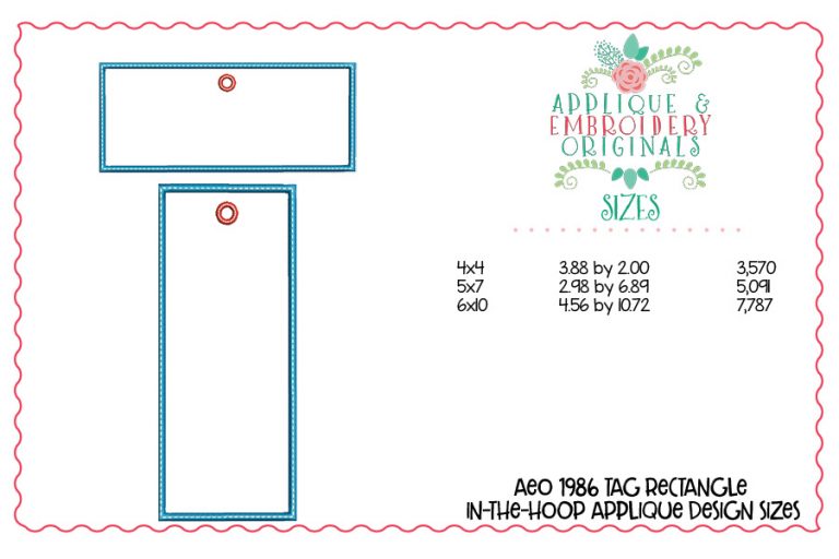 1986 Tag Rectangle Applique Design - Image 3