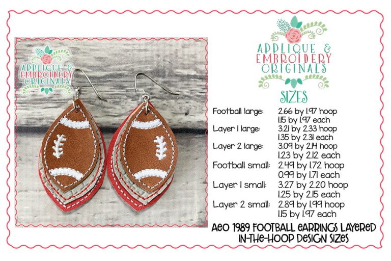1989 Football Layered Earrings In-The-Hoop Design - Image 3