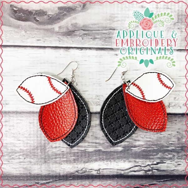 1991 Baseball Layered Earrings In-The-Hoop Design - Image 2