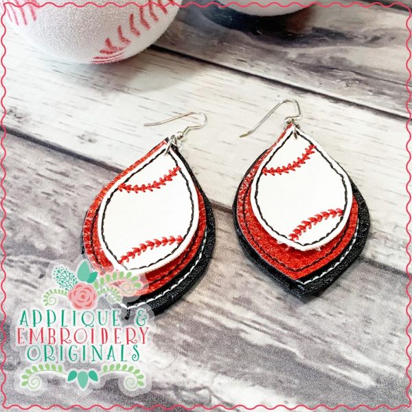 1991 Baseball Layered Earrings In-The-Hoop Design - Image 4