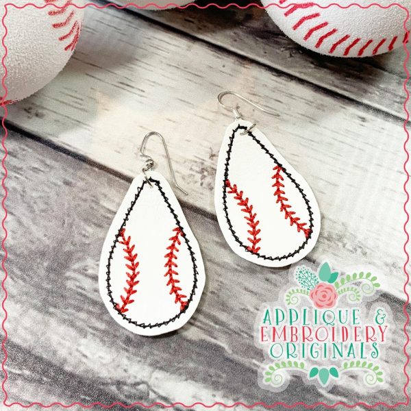 1992 Baseball Teardrop Earrings In-The-Hoop Design - Image 3