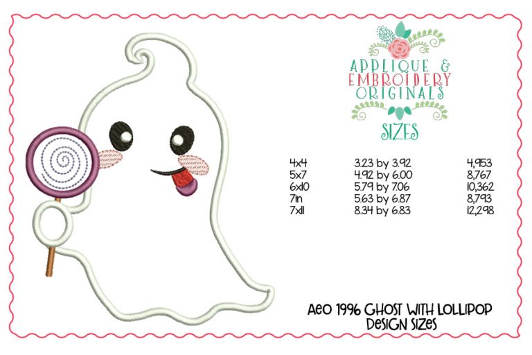 1996 Ghost with Lollipop Applique Design - Image 3