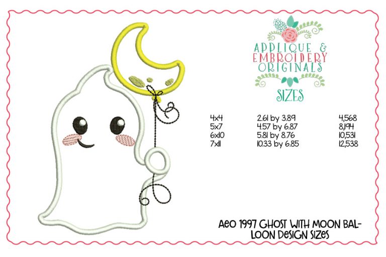 1997 Ghost with Moon Balloon Applique Design - Image 3