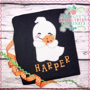 1998 Ghost with Pumpkin Applique Design
