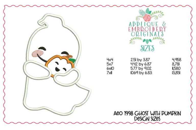 1998 Ghost with Pumpkin Applique Design - Image 3