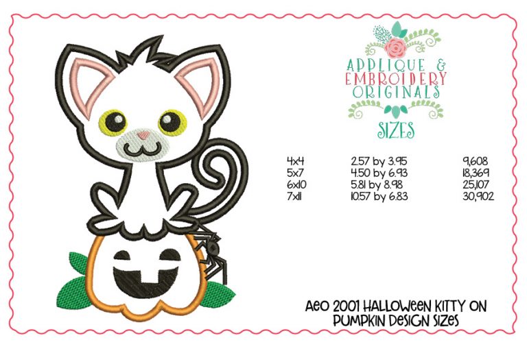 2001 Halloween Kitty on Pumpkin Applique Design - Image 2