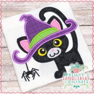 2002 Halloween Witch Kitty Applique Design