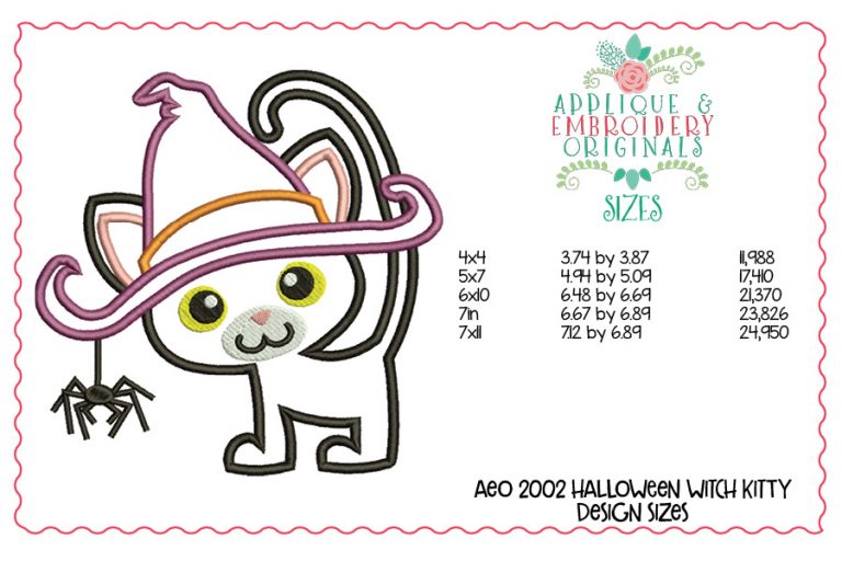 2002 Halloween Witch Kitty Applique Design - Image 2