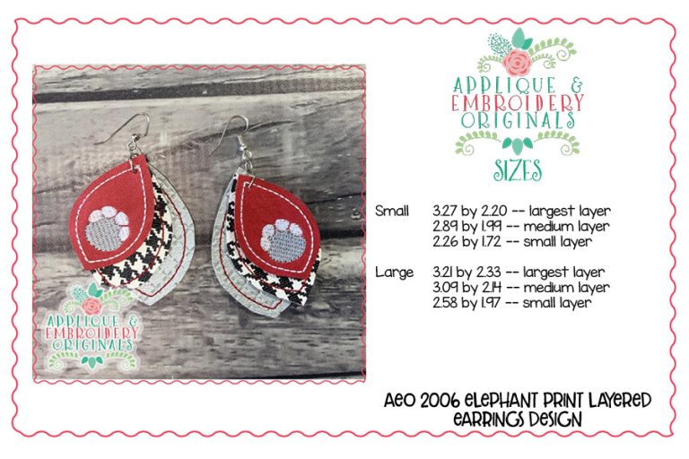 2006 Elephant Print Layered Earrings In-The-Hoop Design - Image 3