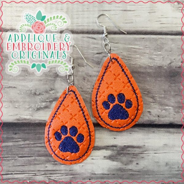 2008 Paw Print Teardrop Earrings In-The-Hoop Design - Image 3