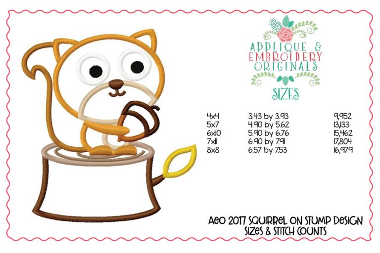 2017 Squirrel on Stump Applique Design - Image 3