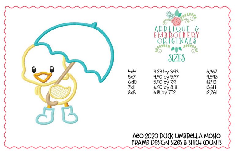 2020 Duck Umbrella Monogram Frame Applique Design - Image 4