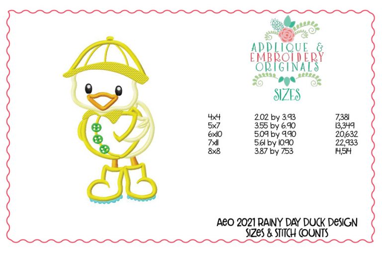 2021 Rainy Day Duck Applique Design - Image 3