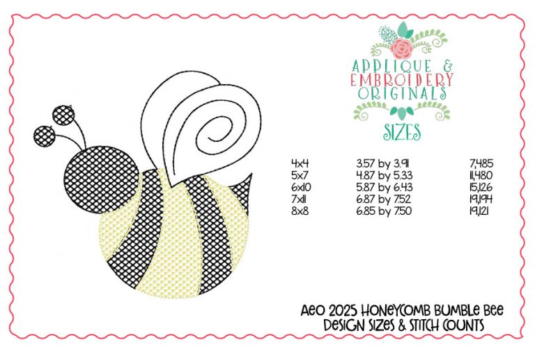 2025 Honeycomb Bumble Bee Embroidery Design - Image 2