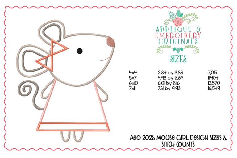 2026 Mouse Girl Applique Design - Image 3